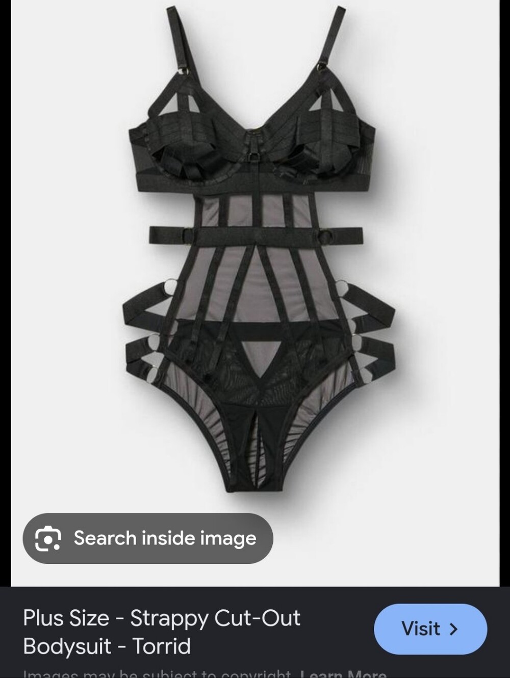Torrid Black Strappy Sheer Bodysuit - Picture 3 of 5